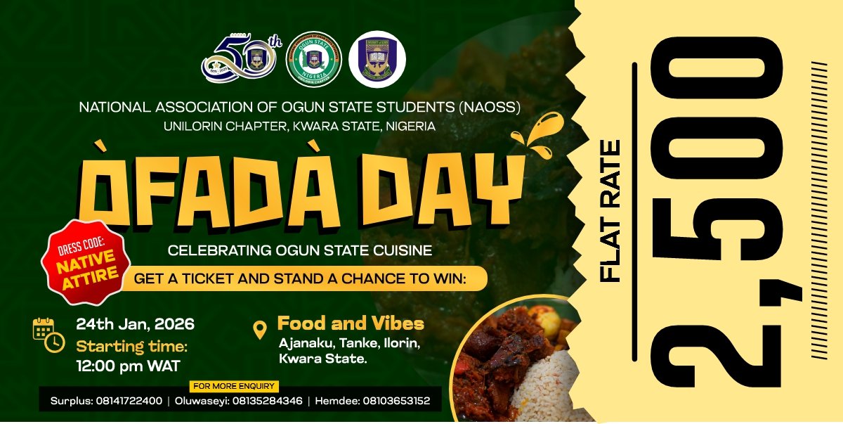 NAOSS Unilorin OFADA DAY on 24th January was nothing short of electrifying.

Culture ✅ Vibes ✅ Food ✅ Energy ✅

The great news was in where Food and Vibes met at Food and Vibes.

#NaossUnilorin #OfadaDay26 #IRE