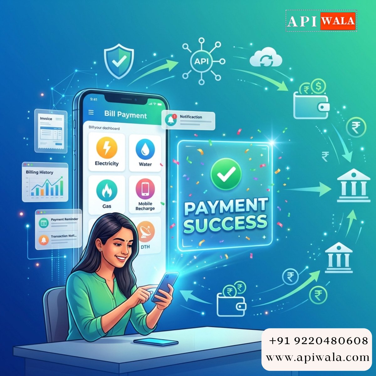 apiwala's tweet photo. π‘ Simplify bill payments with the Best Utility Bill Payment API Solution by APIWALA!
β‘π³
π +91 9220480608
π https://t.co/BBXFwXzQ8j
#APIWALA #BillPayment #UtilityAPI #FintechIndia #DigitalPayments #RechargeAPI #SecurePayments #Automation #BBPS #BusinessSolutions https://t.co/8pn48qTqmu