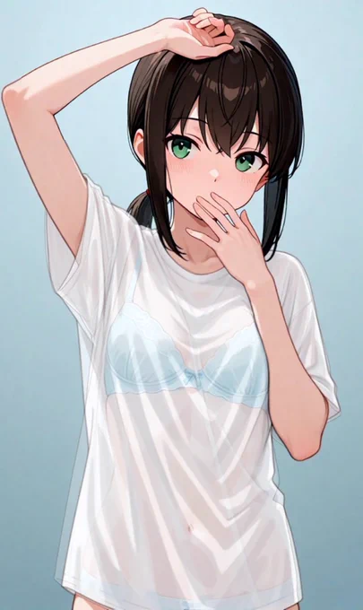 Tシャツのブッキー 吹雪 SFW illustration No nudity, no suggestive intent. Fubuki idol gravure like picture. Healthy and artistic artwork. #艦これ
