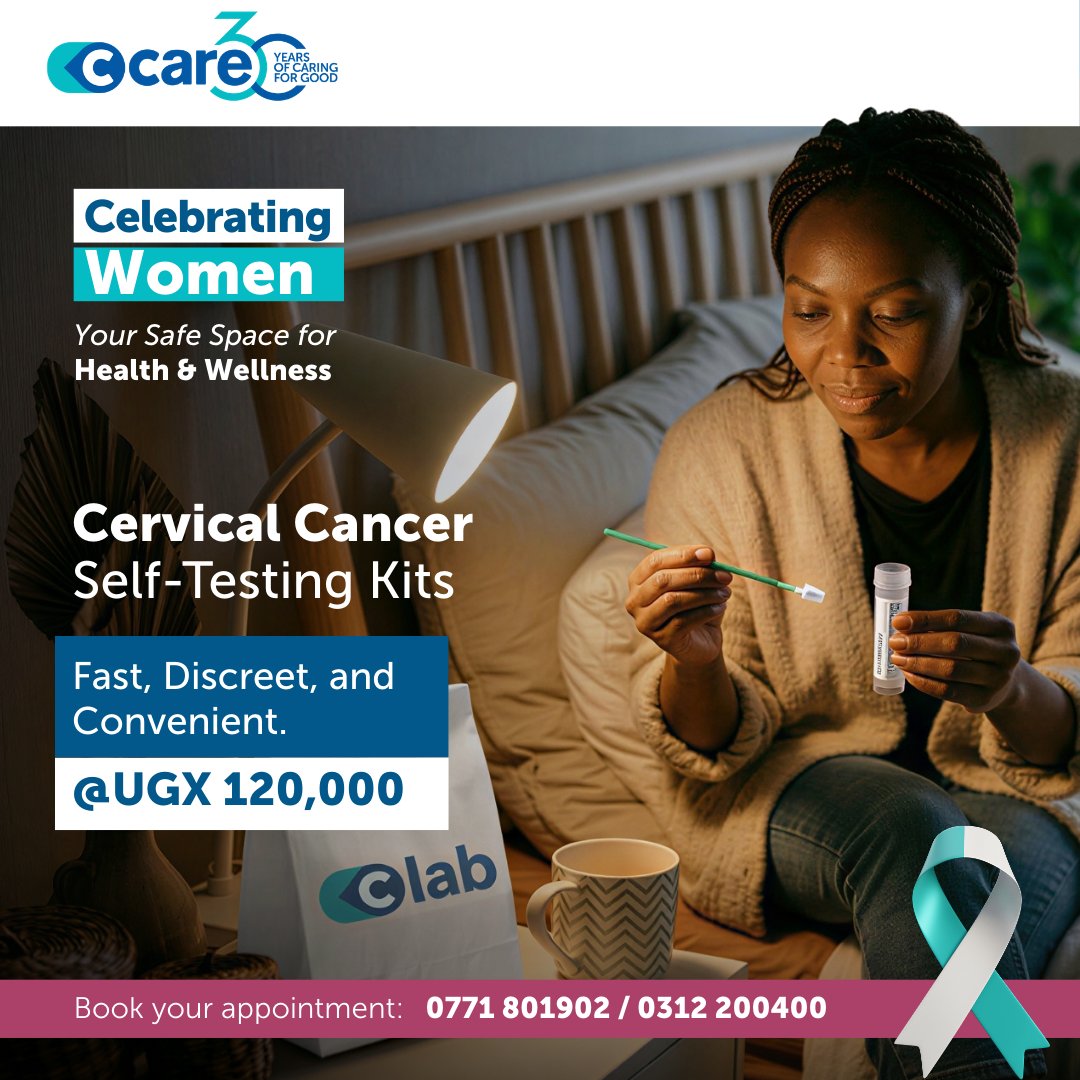 C_Care_Uganda's tweet image. Cervical cancer is preventable and early detection saves lives.

We encourage every woman to take charge of her health through regular screening and awareness.

Your health is your power. 

#CervicalCancerAwareness #WomensMonth #HealthMatters #EarlyDetection #CaringForGood