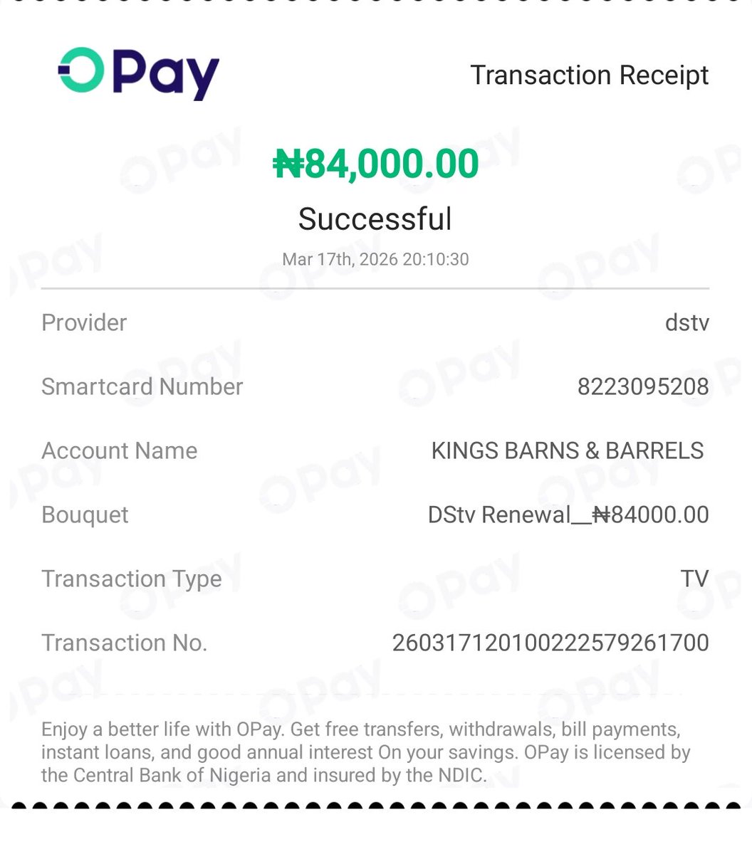 ayee4all's tweet photo. @DStvNg I paid for my DStv business subscription 2 days ago n yet I couldn't view any channels working.
Below is d payment receipt. https://t.co/mgYIUfM4EA