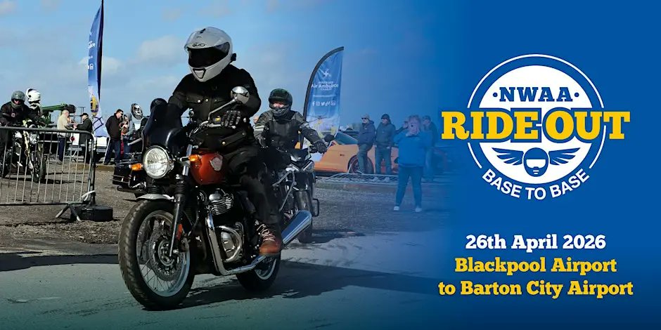 IndiaHayes82321's tweet image. The NWAA Rideout is back for 2026! 🏍️ 26 Apr • 09:30–13:00 BST
Motorway-free ride from Blackpool Airport to Barton Aerodrome — join fellow riders for a scenic, sociable route. More info: wix.to/c0DlMBK
#NWAArideout #RideOut #Motorcycle #Blackpool #Bikers
