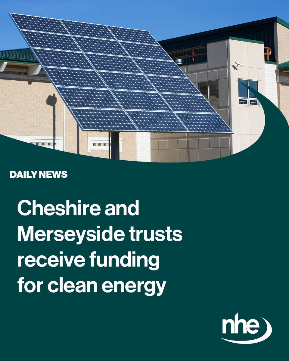 thenhenews's tweet image. 🌱 Funding for greener NHS buildings!

Eight Cheshire &amp;amp; Merseyside trusts will install solar panels, LED lighting and clean‑energy upgrades – cutting costs and carbon emissions.

More 👇
nationalhealthexecutive.com/articles/chesh…

@NHSCandM #NHSNetZero #Sustainability #CleanEnergy #Cheshire