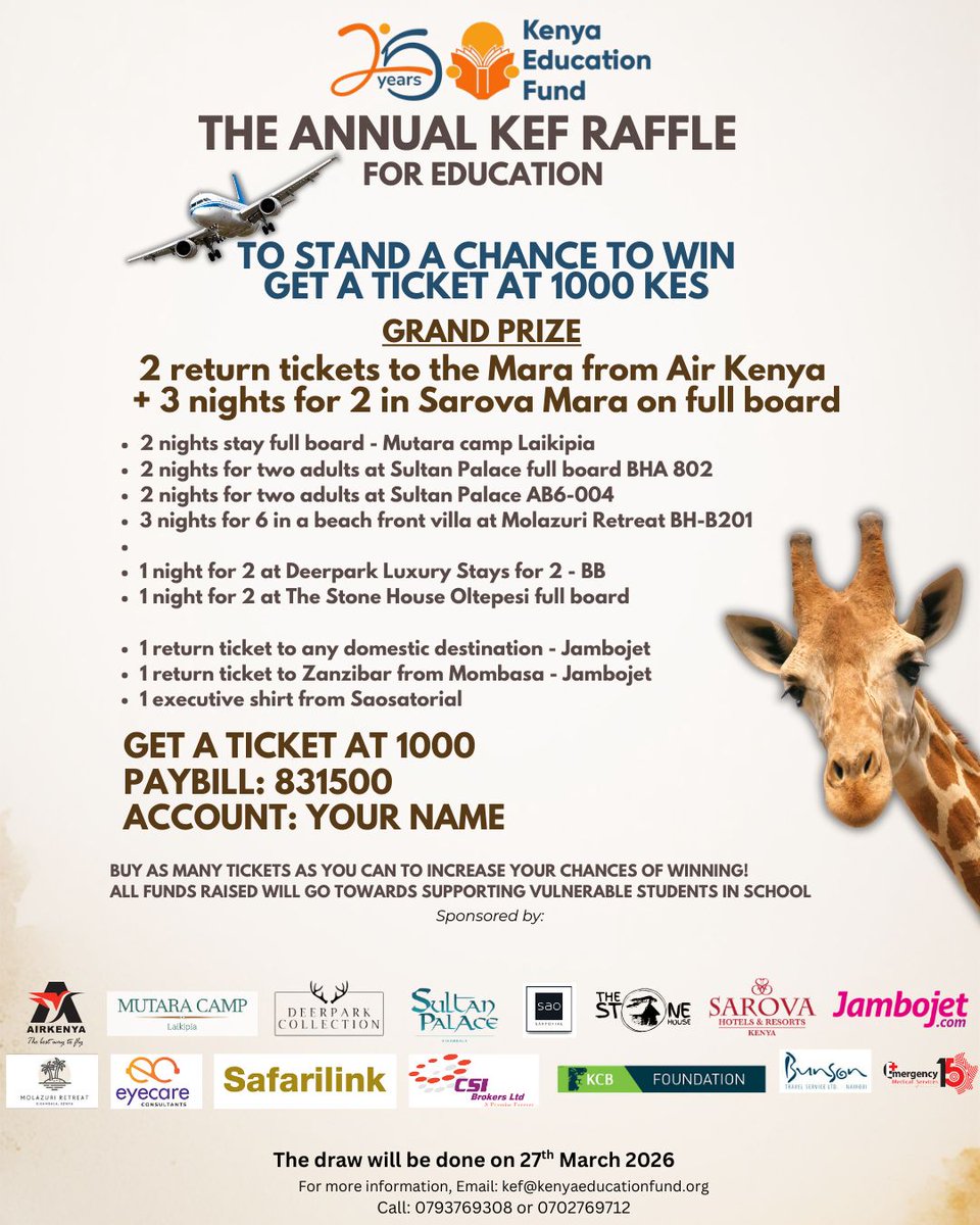 KEeducationfund's tweet photo. Only 1 week to go until the KEF Legacy Classic Golf Tournament at Sigona Golf Club on 27th March! Join us for a fantastic day of golf fun, networking, and making a difference through education Also don’t miss out on our annual raffle ��� tickets are just KES 1,000!
#kenyaopen #golf https://t.co/v8JaDK75UH