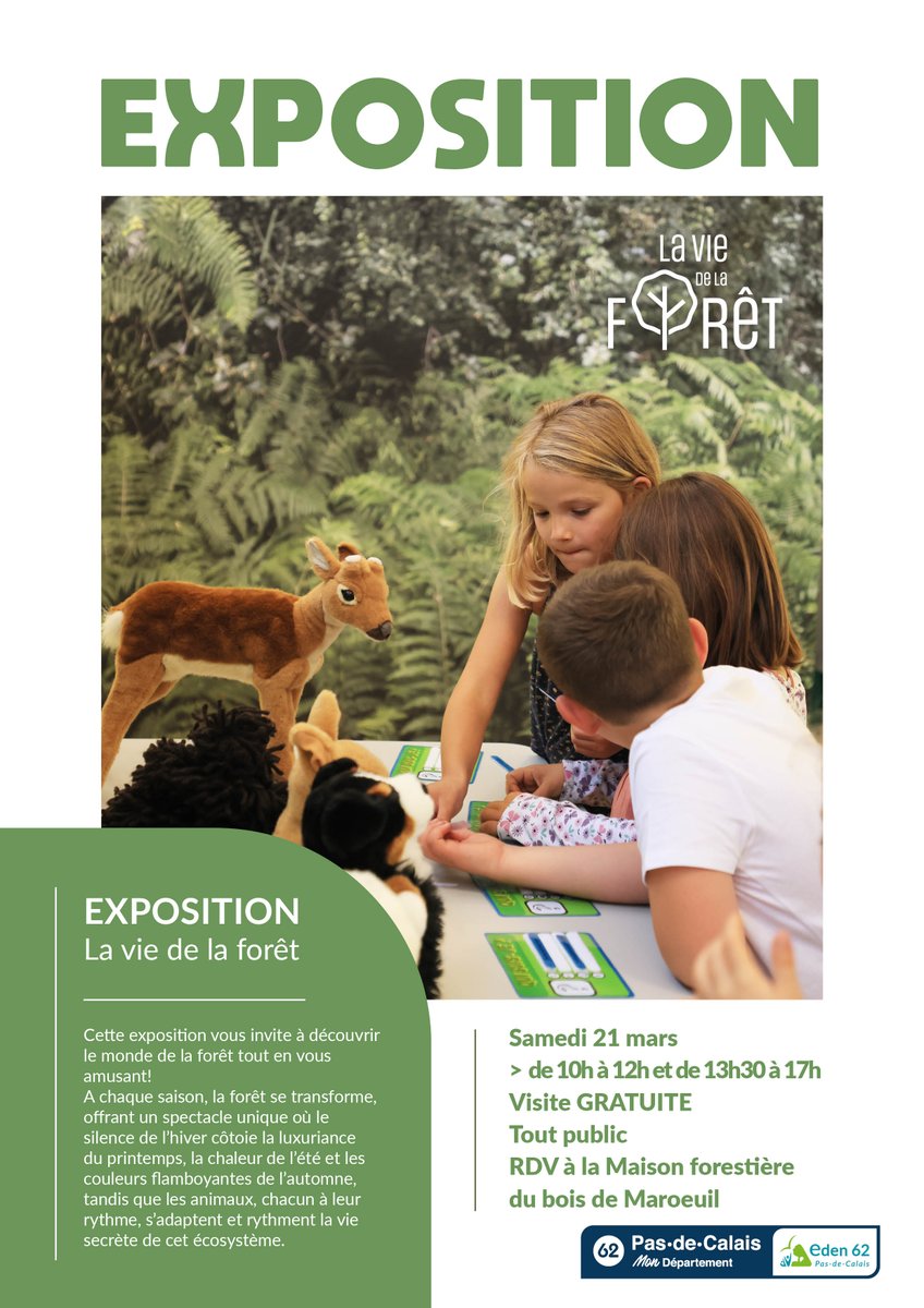 pasdecalais62's tweet image. 🌳L'#expo "La vie de la forêt" vous invite à explorer le monde fascinant de la #forêt et ses transformations au fil des saisons, tandis que les animaux &amp;amp; plantes s’adaptent et participent à la vie de cet écosystème unique.
Expo gratuite, ludique et accessible à tous ce 📅 21 mars