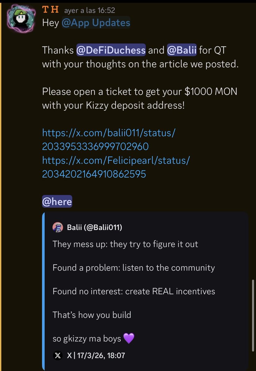 Money moves on Kizzy 

Thanks to the team for the gift!

Now… where should I go all in <a href="/T_H_Crypto/">T H°</a> ?