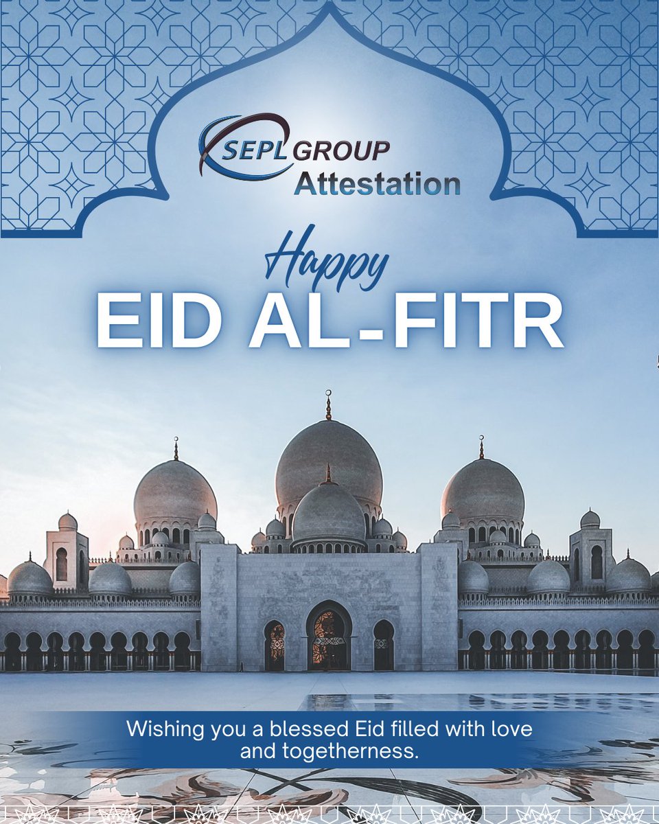 SEPLDocument's tweet photo. Eid reminds us that no matter where we are in the world, some feelings remain the same.

May this day bring you closer to your loved ones and fill your heart with quiet happiness.

Eid Mubarak from SEPL Group Attestation!

#Eid #eidvibes #eidspecial #eidmubarak❤️ #eidulfitr https://t.co/QXSzfyH92f