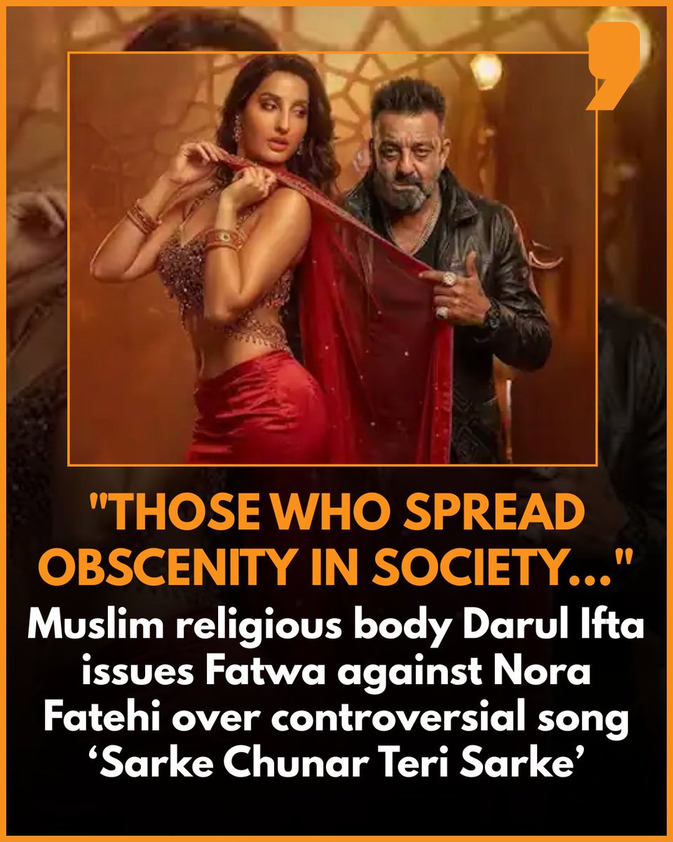 News9Tweets's tweet image. A #controversy has erupted after an Islamic advisory body, Muslim Personal #DarulIfta, issued a fatwa against #actor-dancer #NoraFatehi over her song ‘Sarke Chunar Teri Sarke’.

#SarkeChunar