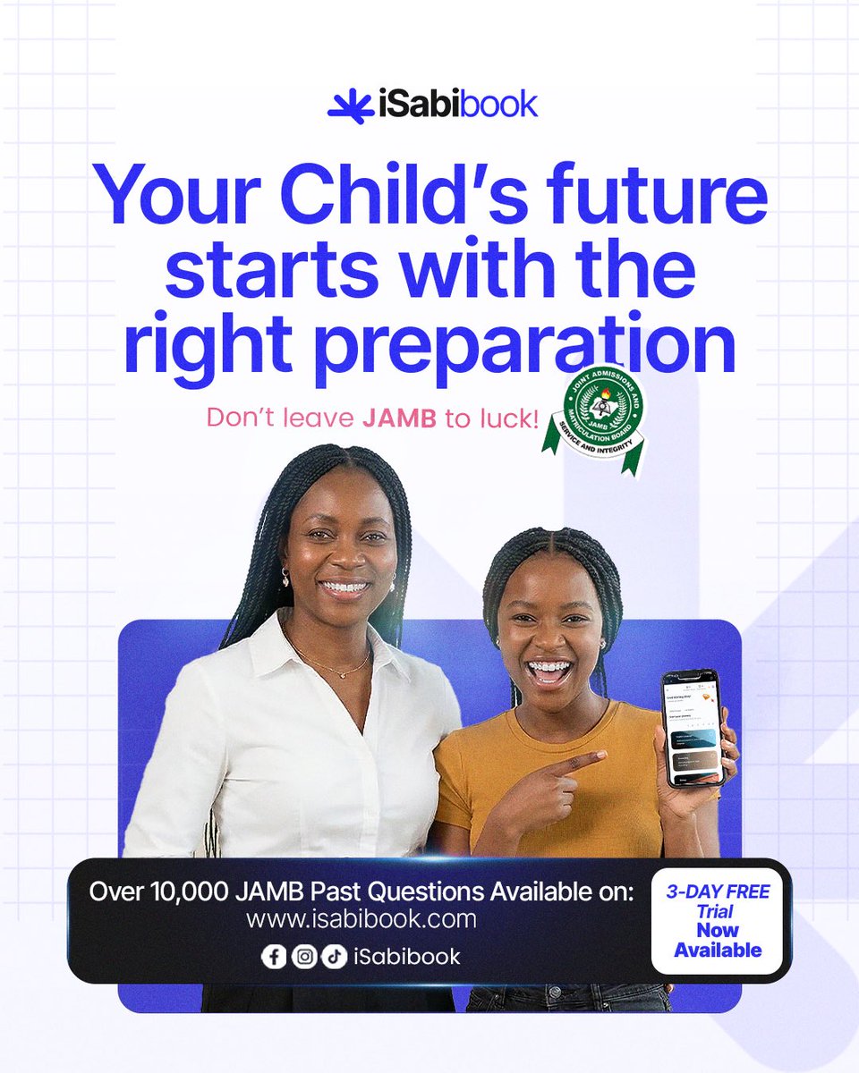 IsabibookNg's tweet photo. Get access to over 10,000 JAMB past questions for FREE on https://t.co/YJfUue3cEY
#isabibook #sabigeng https://t.co/JfbbYBwv2k