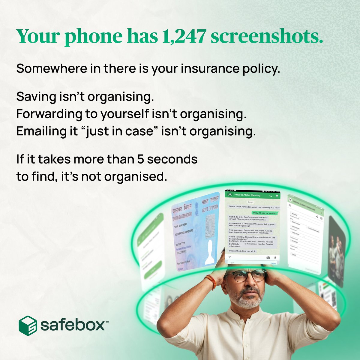 SafeboxHQ's tweet image. Access &amp;gt; storage.

Because “somewhere in your phone”
is not a system.

#Productivity #DigitalClutter #OrganiseBetter #LifeAdmin #Safebox