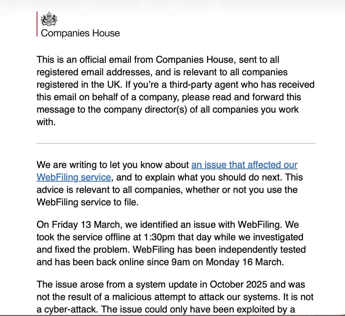 Timothy_Hughes's tweet image. Companies House @CompaniesHouse has finally admitted to the "hack" and apoligised, well done them #Data #cyberattack #cybersecurity 

"An apology -- We recognise that this incident may have caused concern, and we are sorry for that. Companies House takes its responsibility to