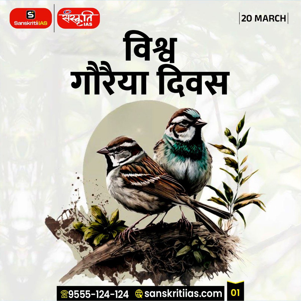 sanskritiias's tweet photo. World Sparrow Day | विश्व गौरैया दिवस
#WorldSparrowDay #SaveSparrows #SparrowDay #HouseSparrow #BirdConservation #EarthCare #EnvironmentMatters #ClimateAction #IndianBirds #NatureIndia #EcoIndia #BirdConservation #GoGreen #NatureLovers https://t.co/1le7jR94pF
