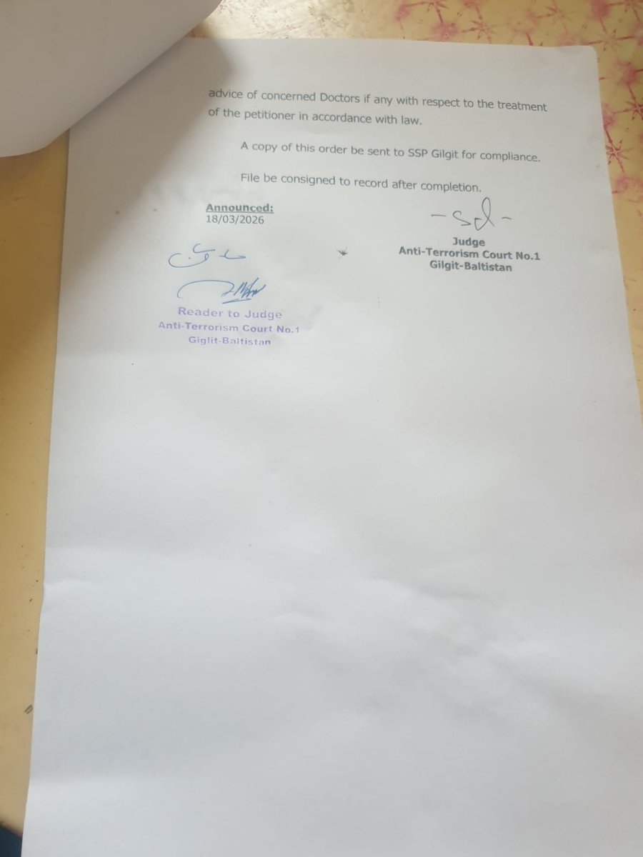 Despite court orders, incarcerated Chairman of Awami Action Committee Gilgit Baltistan, Ehsan Ali Advocate, isn't being allowed medical treatment. He had to be shifted to hospital from police lockup as per court orders. The family of the detained senior lawyer has complained .