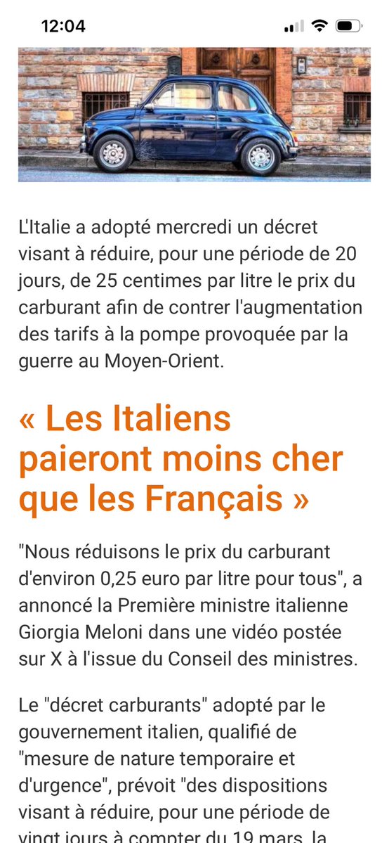 Juste un truc , madame Giorgia Meloni vient d’annoncer un baisse des prix sur le carburant. 
Vraiment ces fachos ils s’occupent bien de leurs administrés, c’est pas comme la bien pensance qui se gave sur votre dos.