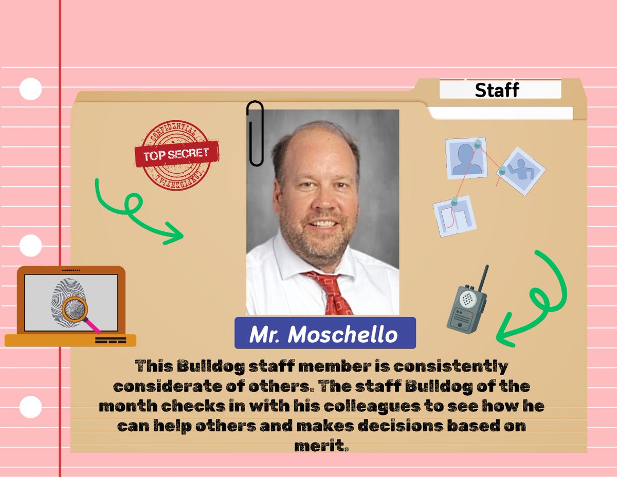 🐾 Staff Bulldog Agent of the Month 🔍
This #SouthTechPrep staff member is consistently considerate of others. He checks in with his colleagues to offer help and makes decisions based on merit. The February Staff Bulldog of the Month for Fairness is Mr. Moschello! #southtechprime