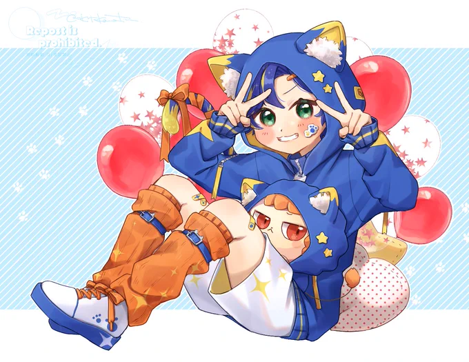 おそろいねこちゃん #アステル絵ダ ↓ツリーに透過