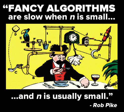 SoftwareSiege's tweet photo. *Big-O = asymptotic growth, ignores constants
*Real systems = constants matter (CPU, RAM, I/O, NW)
*Algorithm choice should balance asymptotics + constants
*A theoretically faster algorithm can actually be slower if the hidden constant is large

---

*Real-world latency dominates small datasets
E.g. Linear scan in RAM O(n) is faster than binary search on disk O(log n) for moderate n because disk I/O constant is huge

*HW effects:
Memory hierarchy, CPU cache, disk I/O & NW latency multiply the cost per operation
E.g. Sequential RAM access vs random disk access
--> same O(n), RT differs 1_00_000x

*Parallelism & CPU efficiency:
Algorithms with lower asymptotic complexity may underperform if they cannot leverage CPU pipelines, vectorization or threading efficiently

*Cost in production:
Larger constants
--> more CPU, memory & NW usage
--> higher cost, even if Big-O is better