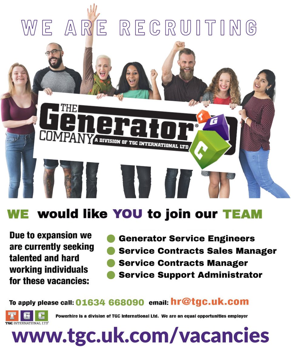 GeneratorC0's tweet photo. We’re recruiting at The Generator Company ⚡

Roles:
▪ Generator Service Engineers
▪ Service Contracts Manager
▪ Service Contracts Sales Manager
▪ Service Support Administrator

Let's talk...

📞 +44 (0)1634 668090
🔗 https://t.co/kPNt9mYYwj https://t.co/iaDJgWjgrd