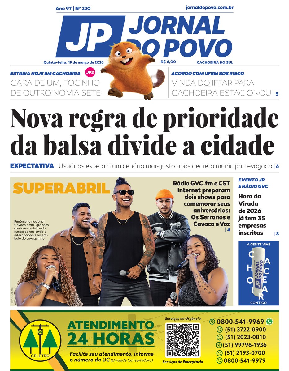 😃 Bom dia! Esta é a nossa capa de hoje. 📰
Assinantes têm acesso exclusivo aos conteúdos da edição impressa.
jornaldopovo.com.br