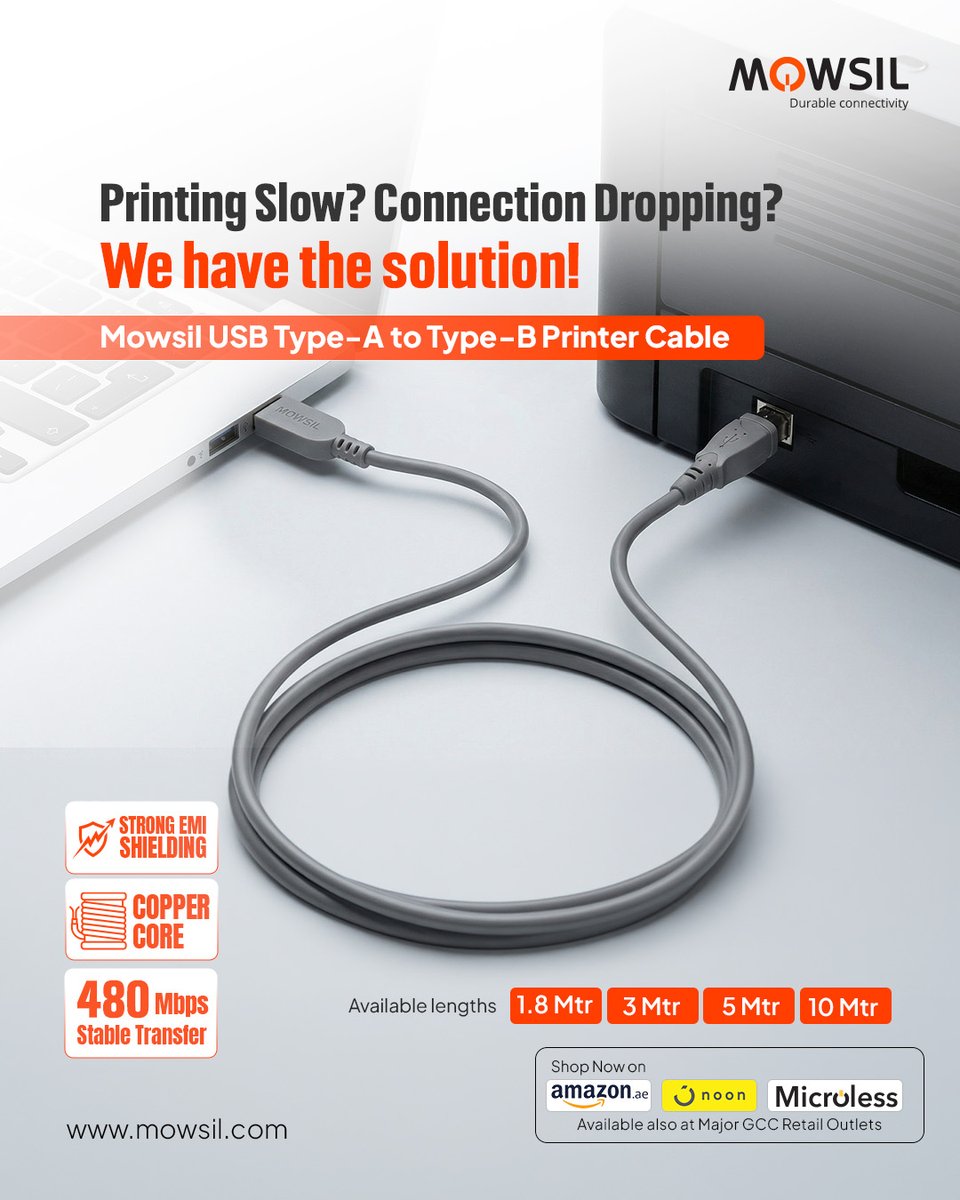 MowsilOfficial's tweet image. Printing slow? Connection dropping?

Upgrade to the MOWSIL USB Type-A to Type-B Printer Cable for stable, uninterrupted performance.

480 Mbps transfer. Strong EMI shielding. Built for reliability.

 mowsil.com/products/MOUS18

#Mowsil #PrinterCable #USBConnectivity #Tech