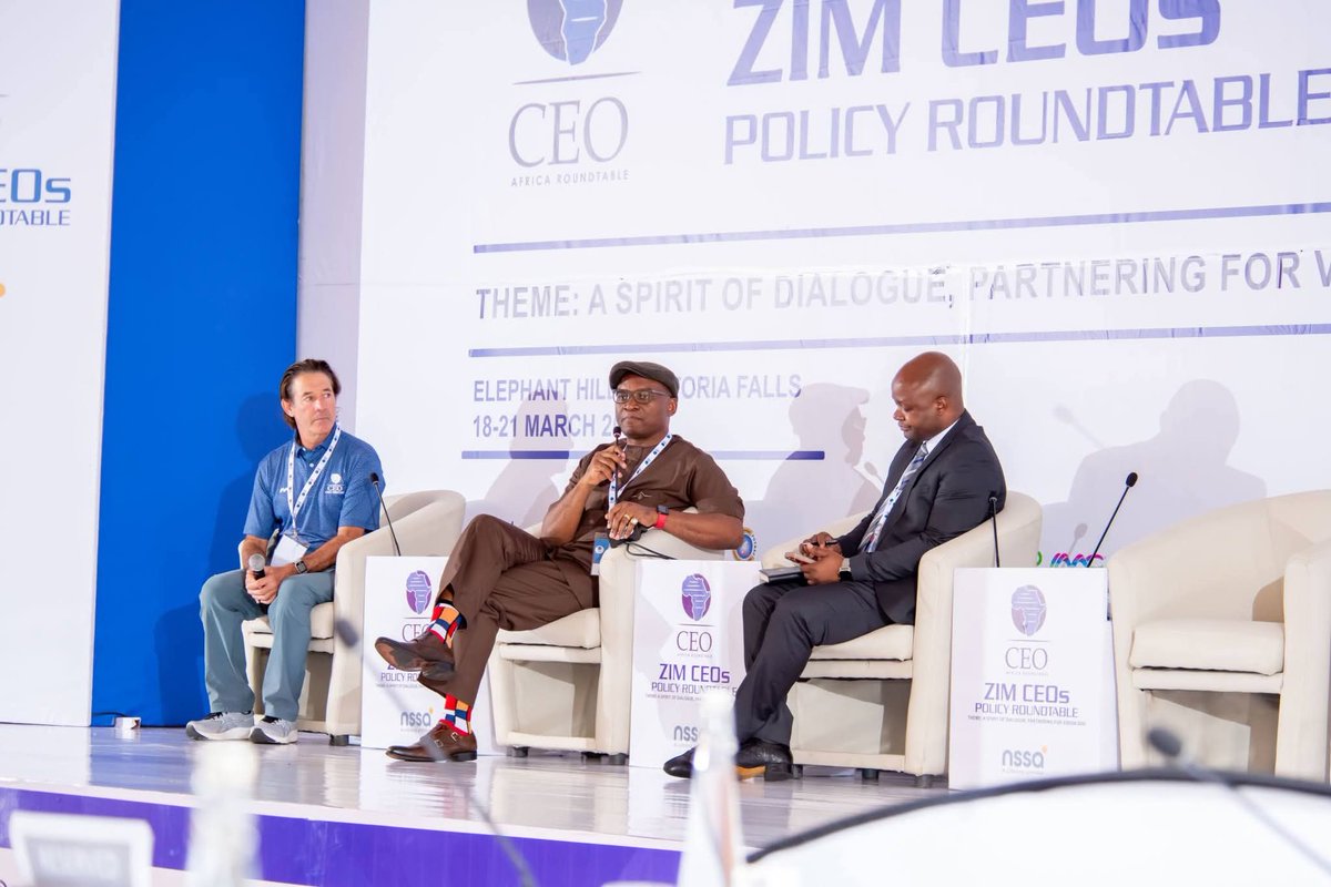 CEO_AfricaRT's tweet photo. Yesterday marked the start of Day 1 of Zim CEOs Roundtable 2026 at Elephant Hills, Victoria Falls. Delegates discussed debt, low savings, investment challenges, borrowing costs, and smart agriculture. Join us live daily, 8am to 7pm, and be part of the conversation.
#CEOART https://t.co/w6VBXpHldY