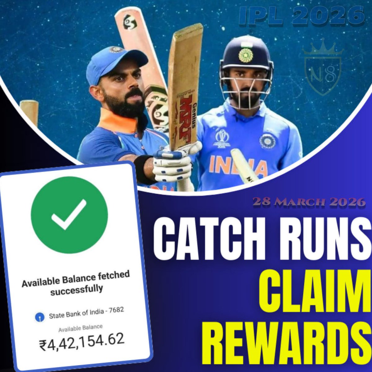 pullsport12's tweet photo. 🏏 BIG HITS. BIG WINS. 💰🔥

Virat Kohli is smashing runs… now it’s YOUR turn to cash in! 👑

⚡ Catch runs. Claim rewards. Win REAL money on N8! 🎰💎
💯 300% First Deposit Bonus waiting for YOU!
📲 Download app now
🔗 Link in bio — don’t miss out!

#N8COM #IPL2026 #KingKohli https://t.co/VfPwlSbl2s