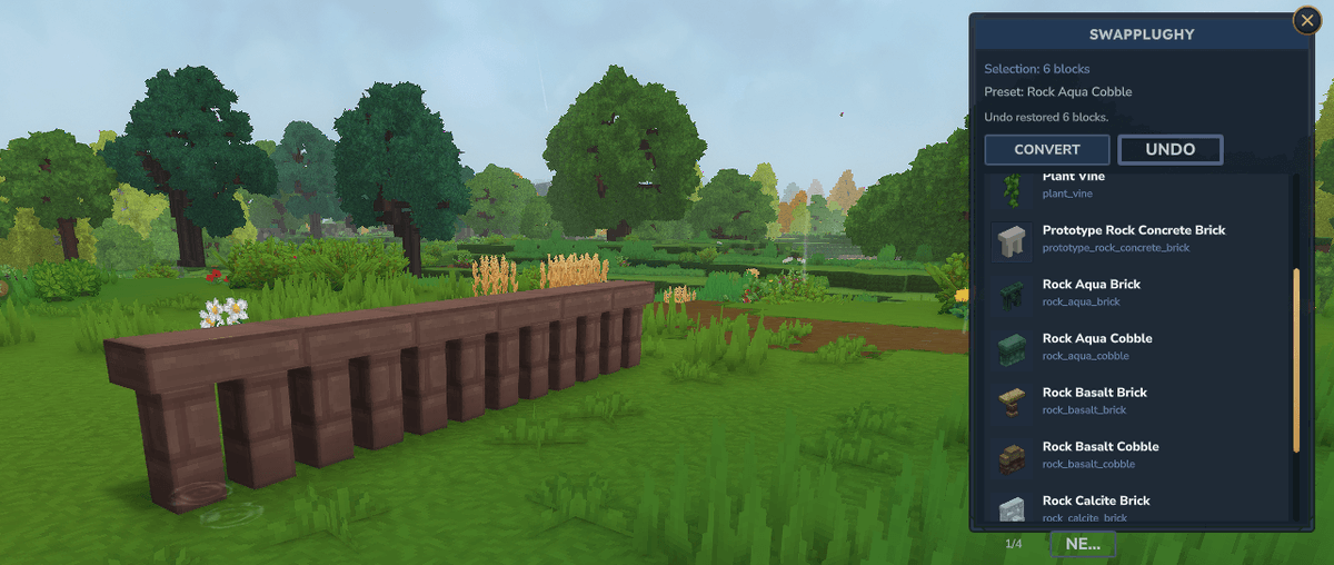 lussuria_mc's tweet photo. Building in Hytale? Try BuilderHelper on CurseForge 🧱

Convert blocks into matching material variants while keeping shape/orientation, or generate custom shapes with preview before placing.

What should I add next? Drop your ideas below 👀

#Hytale #BuildTools #Modding https://t.co/zrriMnqg3K