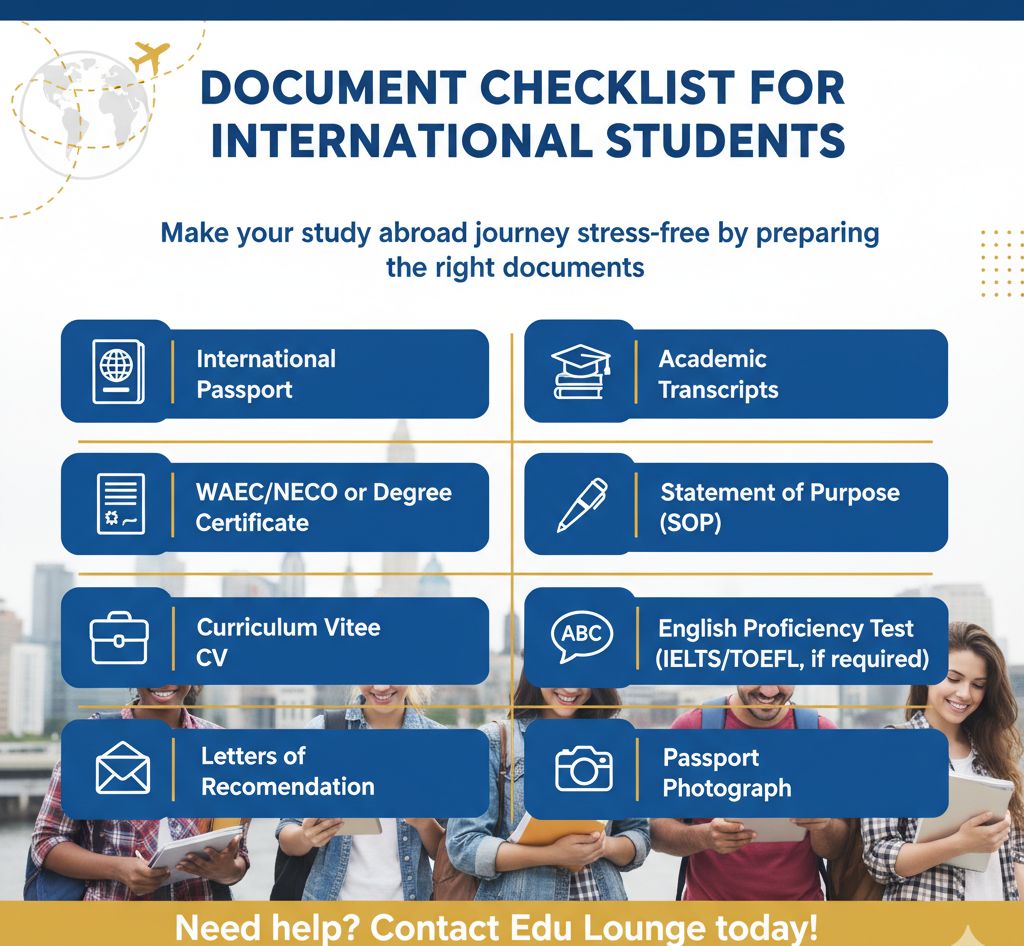 Edulounge_'s tweet image. Planning to study abroad? 🌍
Here’s a quick document checklist every international student needs — from passport to SOP.
Don’t miss a step. Save this &amp;amp; stay prepared 
DM Edu Lounge to get started!
#StudyAbroad #InternationalStudents #StudyVisa #EduLounge #ApplyAbroad #StudentTips
