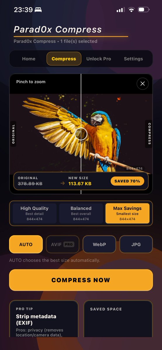 Parad0x_Labs's tweet image. We’re excited to share that Parad0x Compress has been accepted and is now available on the App Store 🚀
Shrink photos, videos, and PDFs fast, save storage, and share files easier — all on-device.

Get it here: apps.apple.com/lt/app/parad0x…
#Apple #AppStore #iPhoneApp #ProductLaunch