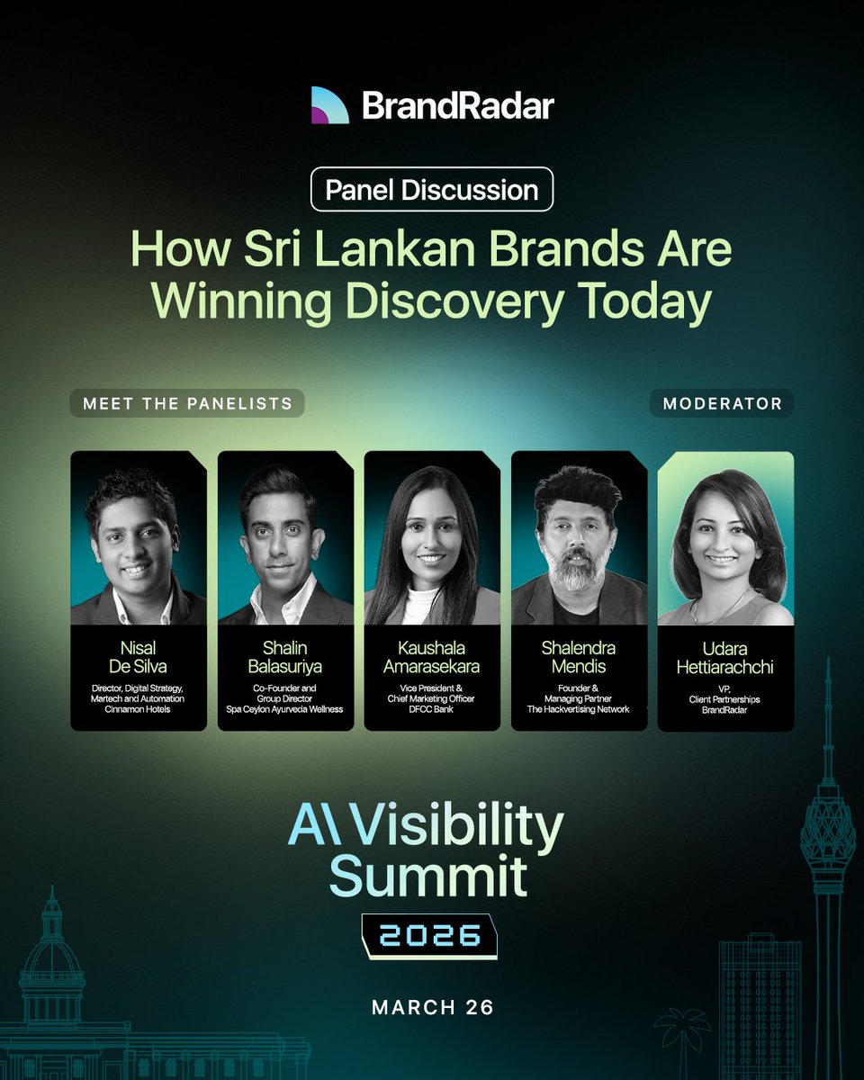 Meet the panelists at Colombo AI Visibility Summit 2026. 

Sri Lanka's first-ever AI Visibility Conference is all set for March 2026.