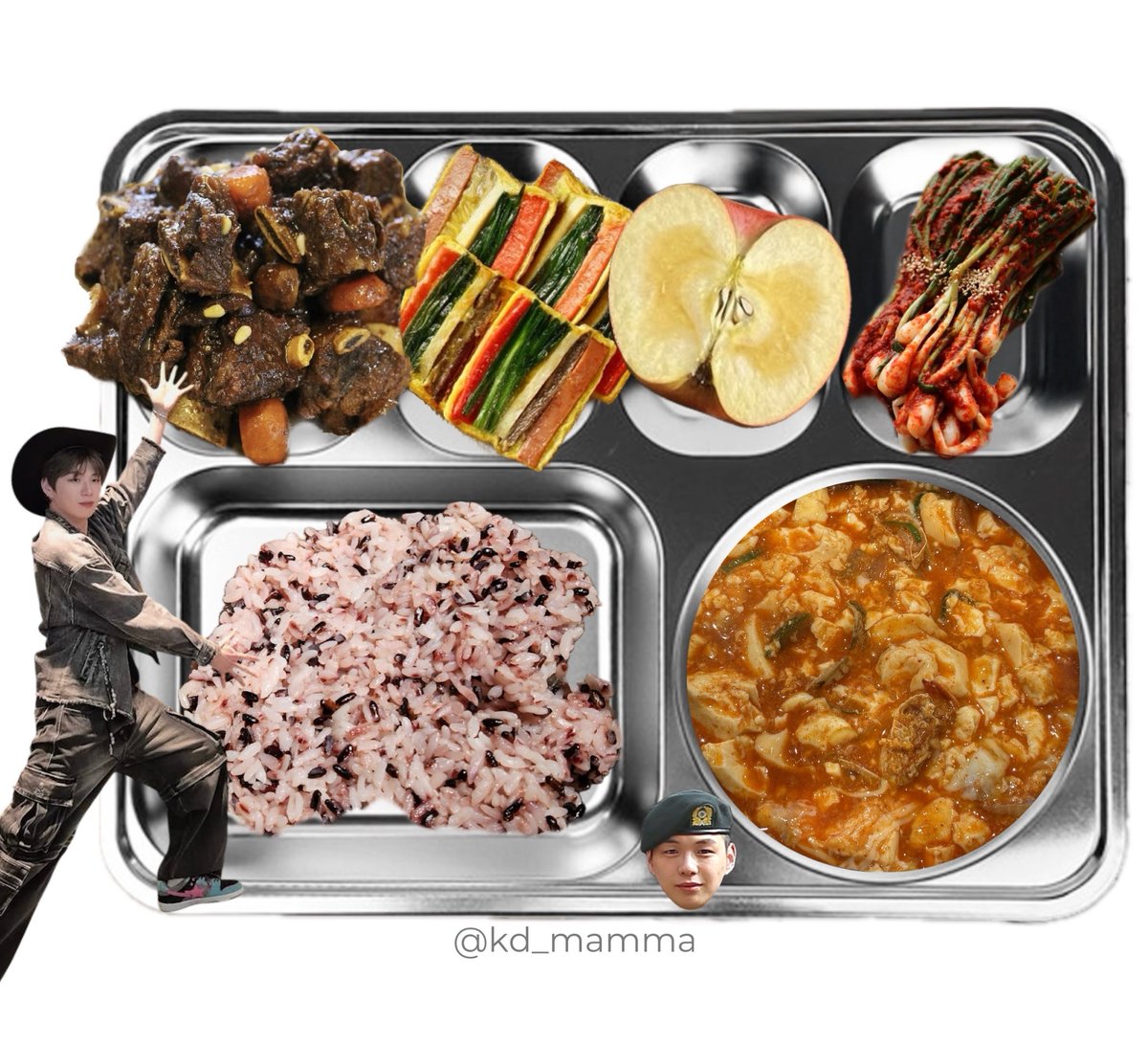 〔 2026년 3월 20일 석식 〕
흑미밥
순두부찌개
한우갈비찜
오미산적
사과
파김치
   ᑎ__ᑎ      ᐱ__ᐱ     ᕱ__ᕱ
   (˶.•o•˶)    ( .•ω• )    ( .•⤚• )
ଘ(ა       )    (ა     ૮)｡   ( 🍖٩)੭