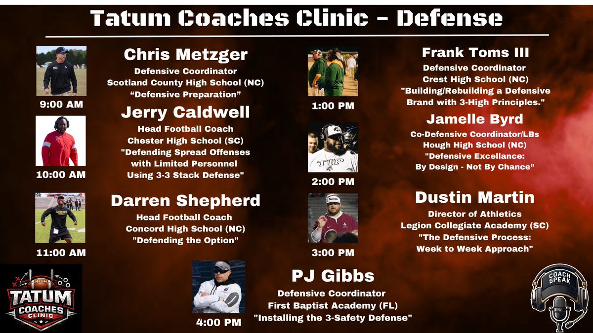 CoachTatum90's tweet photo. Coaches, we are 2 Days away from the Tatum Coaches Clinic presented by @coachspeak_pod!
We have 92 coaches pre-registered!

Come join us this Saturday at Walkertown HS (NC) from 7:30-5! https://t.co/jt54pFJIHL