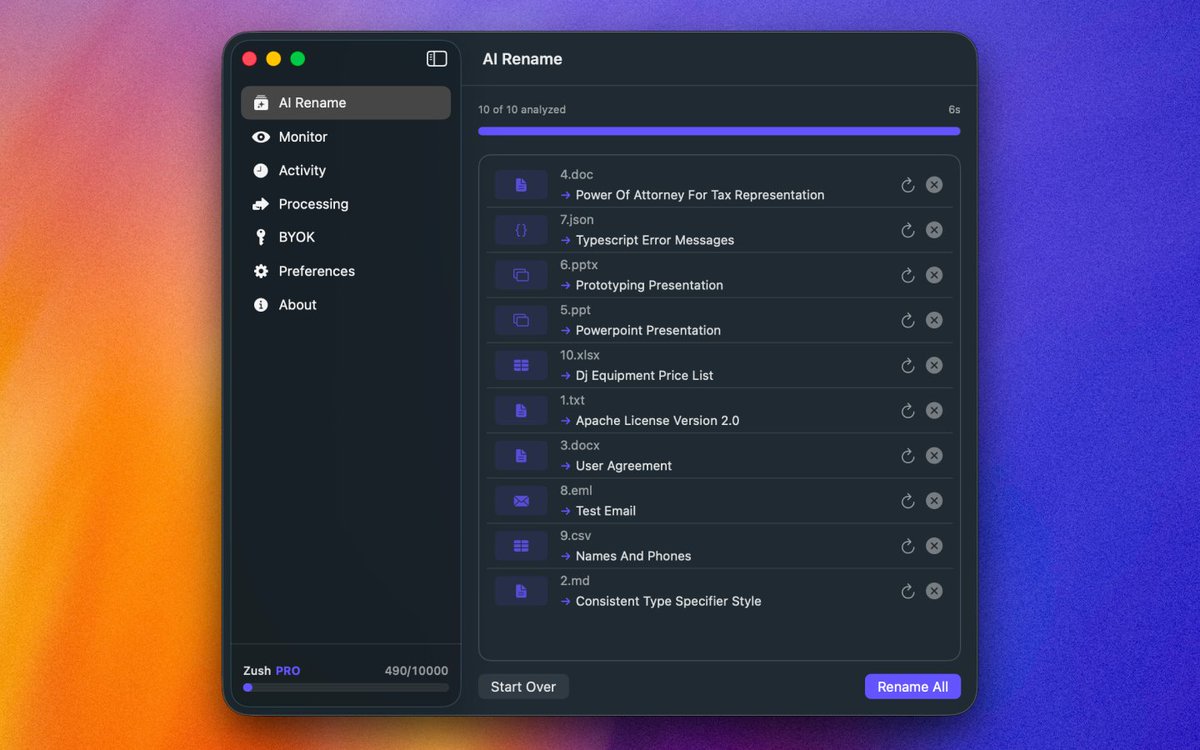 Zush: AI File Renamer tweet media