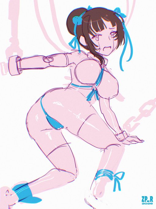 skebコミッションラフ。義肢さんなので一部取り外してみます。 