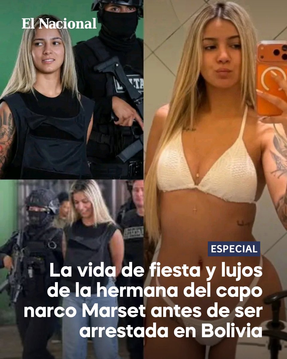 elnacionalpy's tweet photo. ESPECIAL | 💵👮🏻

🔹Tatiana Marset está recluida en un ala especial de un penal de alta seguridad en Bolivia, mientras se investiga cuál era su probable rol dentro de la estructura que manejaba su hermano.

🔹Fuentes policiales y de inteligencia señalan que podría haber estado a cargo de coordinar los operativos de seguridad para conseguir desplazar y ocultar a su hermano, aunque no hay aún confirmación oficial

🔹Cuando fue detenida llamó la atención por su sonrisa, que no quedaba claro si era burlona o de confianza. 

🔹Medios uruguayos tuvieron acceso a fotos y videos de sus stories en redes sociales, en los cuales se la veía en yates y manejando autos caros. 

📸 Policía Boliviana / Redes Sociales 

#ElNacional