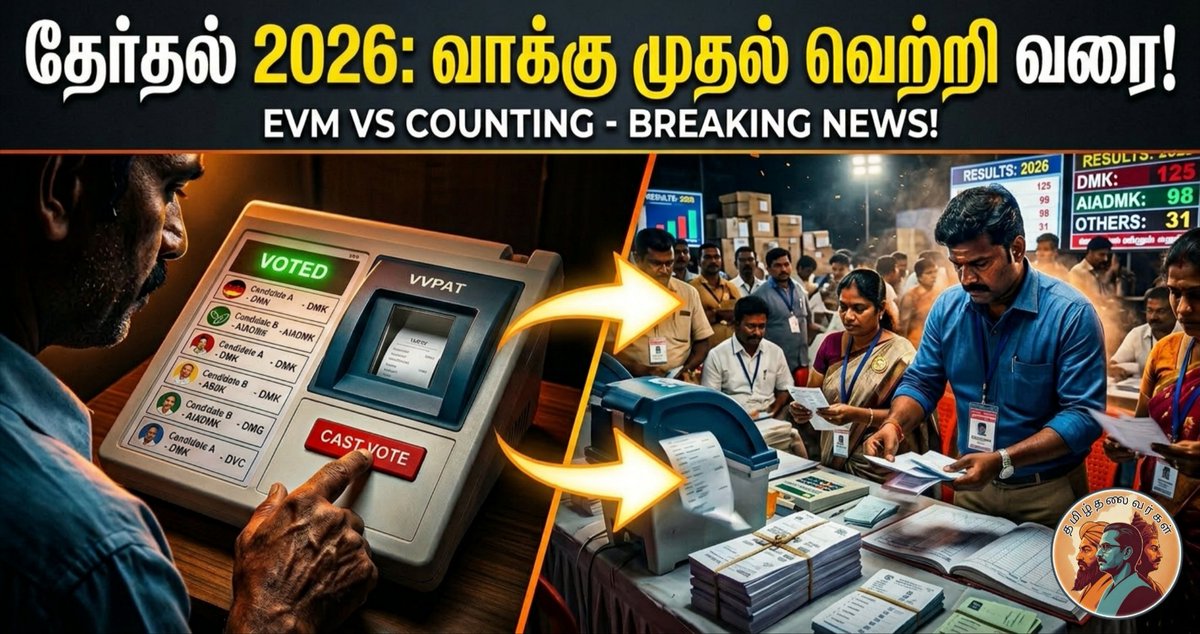 thalaivarg63724's tweet image. தமிழ்நாட்டில் தேர்தல் எப்படி நடக்கிறது? 🤔
EVM, VVPAT, வாக்குப்பதிவு, வாக்கு எண்ணிக்கை — முழு விளக்கம் 👇
youtu.be/5jpBgH1_694?si…
🗳️ உங்கள் வாக்கு முக்கியம்!
#TamilNaduElection #ElectionProcess #VoteMatters #EVM #VVPAT