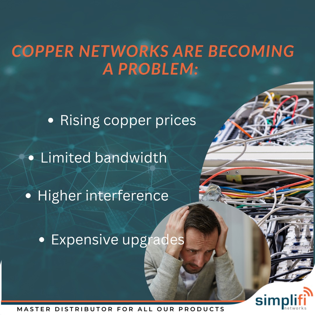 SimplifiNetwork's tweet photo. Copper prices are rising globally, and smart organizations are rethinking their network infrastructure.

Fiber to the Desktop (FTTD) is emerging as the future, faster speeds, less interference, and built for long-term performance. 

#SimplifiNetworks https://t.co/MRpPG8b3Cp