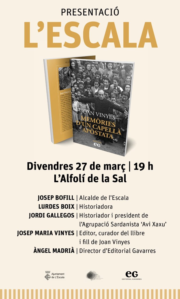 jmvinyes's tweet photo. El llibre ha estat publicat pel @GrupGavarres i divendres 27 de març a les 19 hores se’n fa la presentació a l’Alfolí de la Sal, a l’Escala. https://t.co/mH8TcHEJ4Y