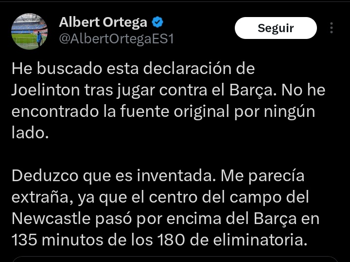 La semana pasada, se inventó unas declaraciones de Gavi y no buscó la fuente original por ningún lado.

Ahí por lo que sea no dedujo que eran inventadas ni le parecieron extrañas.

Su fuente era un video de tiktok.