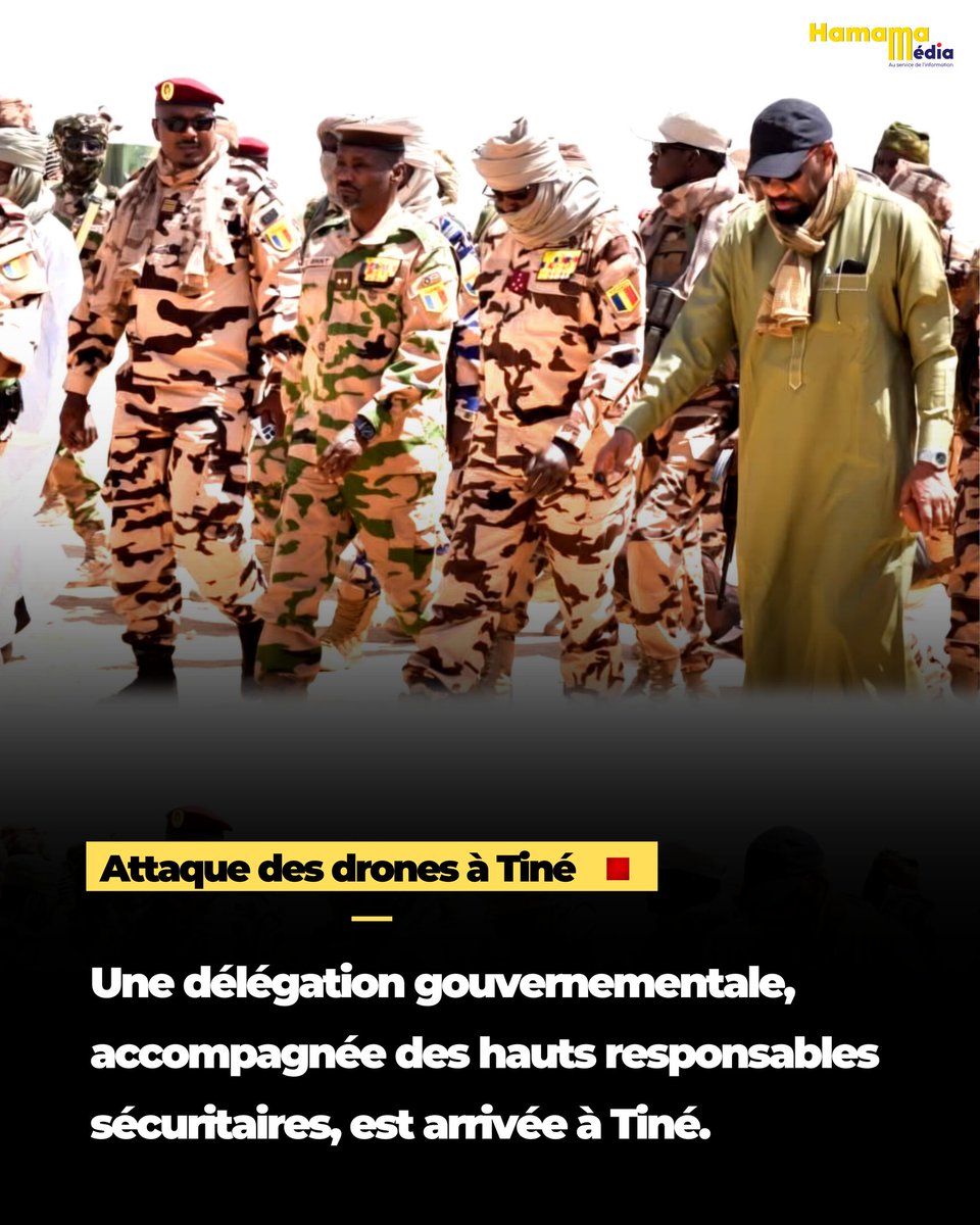 #Tchad 🛑 | À la suite des frappes de drone du 18 mars 2026 ayant causé des pertes humaines, une délégation gouvernementale, composée de hauts responsables sécuritaires, s’est rendue à Tiné.