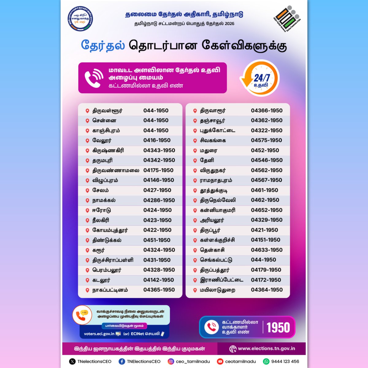 Chief Electoral Officer Tamil Nadu tweet media