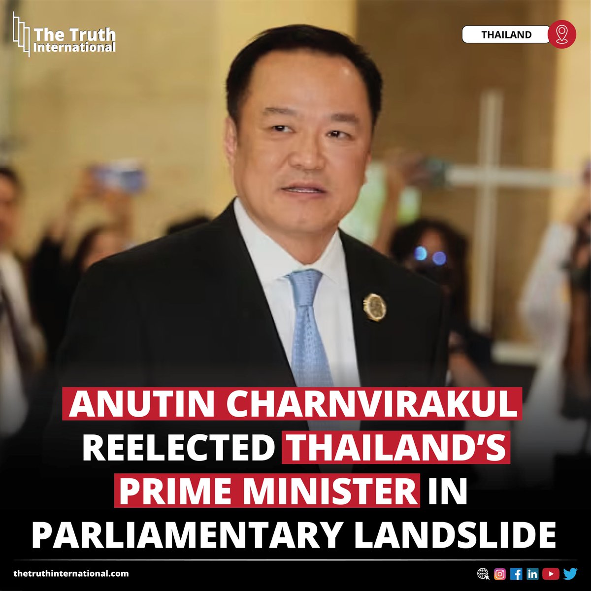 ttimagazine's tweet image. Anutin Charnvirakul Reelected Thailand’s Prime Minister in Parliamentary Landslide

FOR MORE DETAILS: thetruthinternational.com/anutin-charnvi…

#AnutinCharnvirakul #Reelected #Thailand #PrimeMinister #Parliamentary #Landslide #TTI