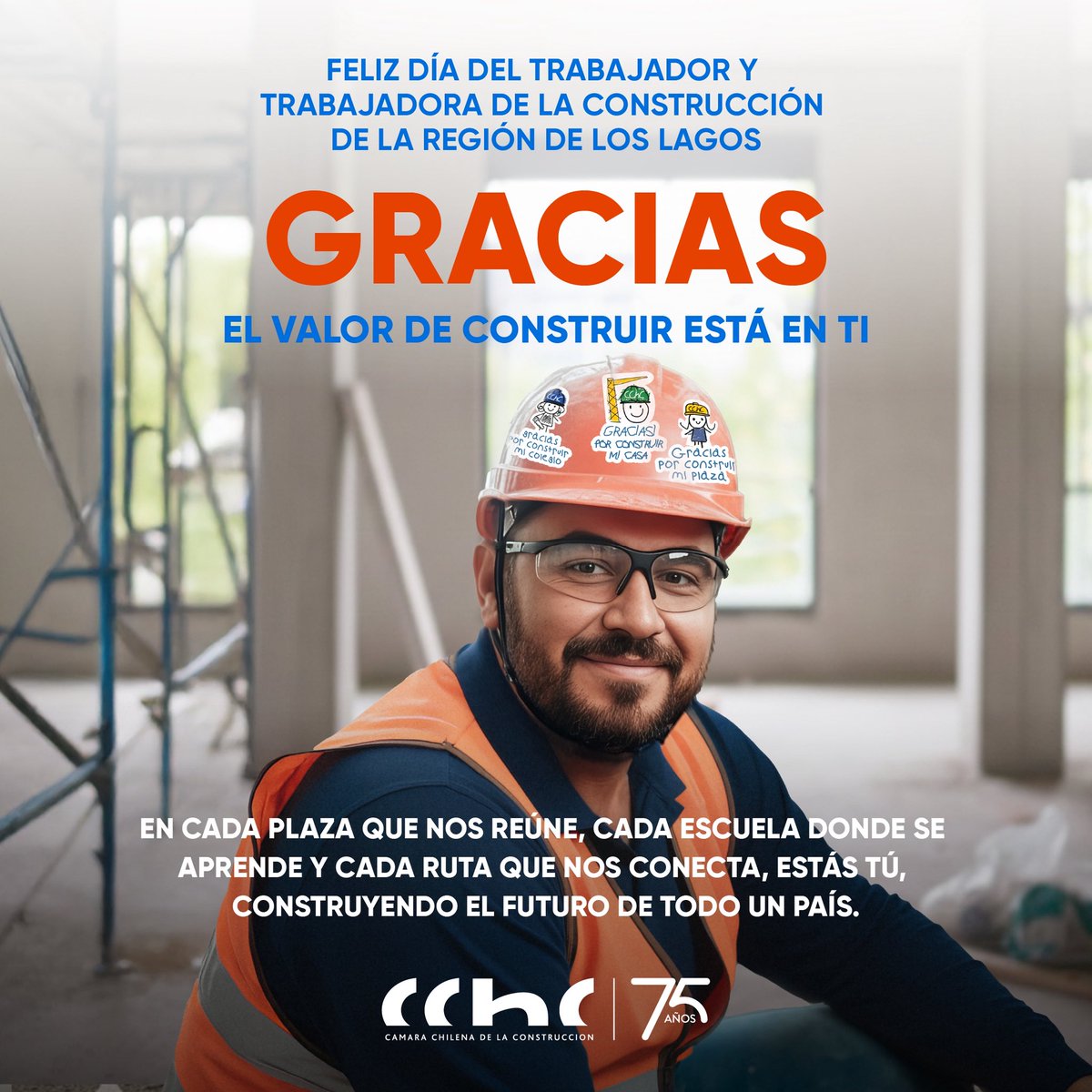 Hoy celebramos a quienes son el corazón de nuestro rubro 🏗️
En el Día del Trabajador y Trabajadora de la Construcción, como <a href="/CChC_Chile/">Cámara Chilena de la Construcción</a> reconocemos el esfuerzo, dedicación y compromiso de cada persona que forma parte de este sector.

#CChC #PuertoMontt
