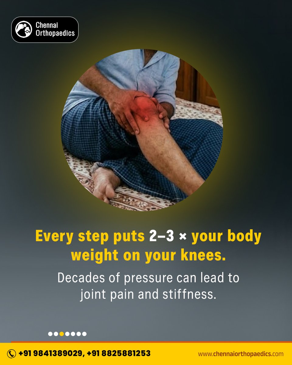 chennaiortho1's tweet photo. Knee pain in your 50s is common—but it shouldn’t be ignored.

As we age, cartilage wear, reduced muscle strength, past injuries, weight gain, and inactivity can increase stress on the knee joint, leading to pain, stiffness, and reduced mobility.

🌐https://t.co/E6MRtzogMg https://t.co/Dk2hNUBDqg