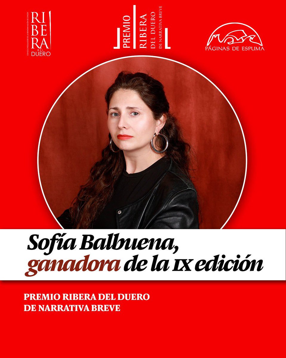 paginasdeespuma's tweet photo. ¡SOFÍA BALBUENA, GANADORA DEL IX PREMIO RIBERA DEL DUERO!
La escritora argentina Sofía Balbuena ha ganado el IX Premio Ribera del Duero de Narrativa Breve con su obra Personaje secundario. https://t.co/OWjwrFmENl