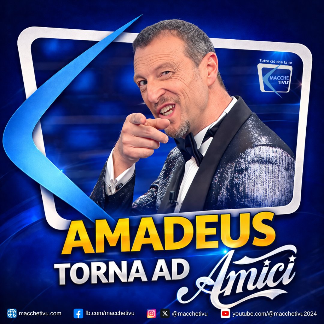 macchetivu's tweet photo. A qualche ora dalla registrazione della prima puntata di #amicidimariadefilippi #Adnkronos anticipa una svolta clamorosa: #Amadeus potrebbe essere il quarto giudice al posto di #AlessandroCattelan che potrebbe avere un altro ruolo. https://t.co/6AHytzBQki