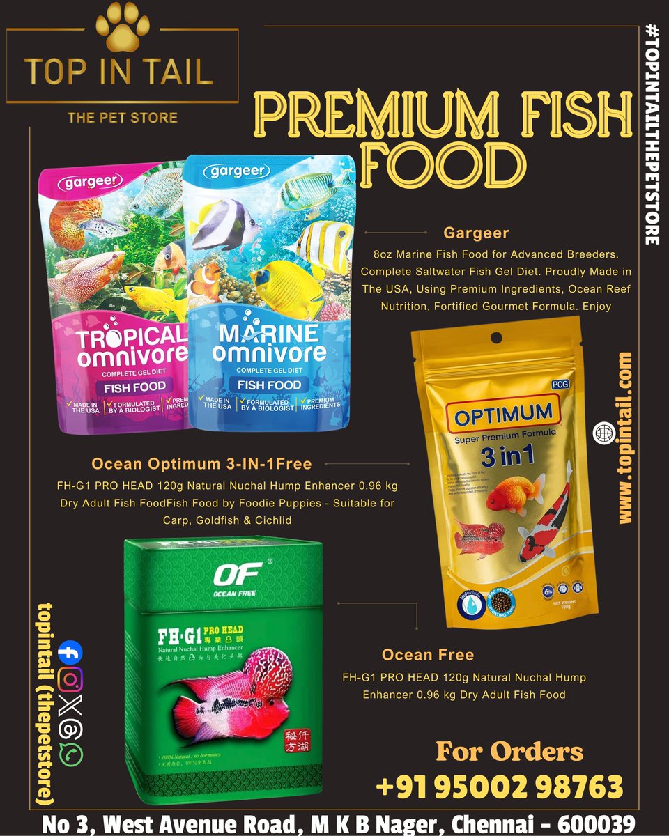 Topintail's tweet image. Premium Fish Food Available @Topintail 🐟🦀🍡

For orders

+91 95002 98763

One Stop Solution For Your Pets Visit Our Studio - Top In Tail (The Pet Store)

At Your North Madras (Mkb Nager)

#topintailthepetstore #fishfood #oceanfishfood #organicfishfood #food