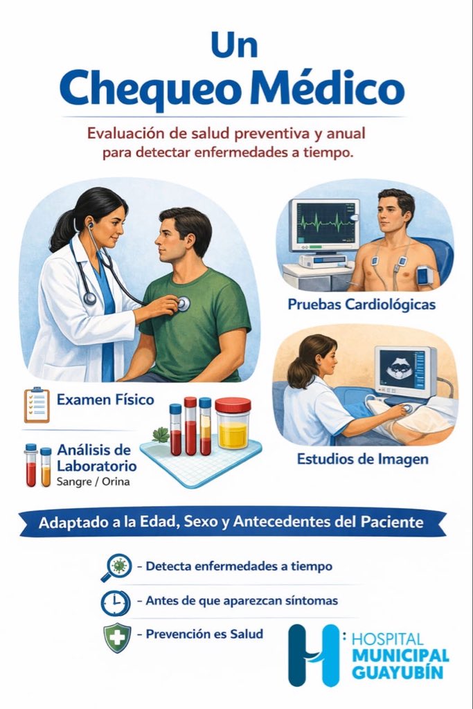 HGuayubin37166's tweet image. 🩺 ¡Tu salud es lo primero!

Un chequeo médico anual ayuda a detectar enfermedades a tiempo y cuidar tu bienestar.

✨ Prevenir es vivir mejor. ¡Hazte tu chequeo!

#Salud #Prevención #ChequeoMédico #Guayubín 💙