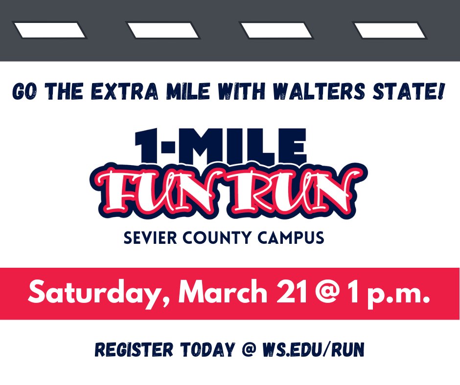 WS_Alumni's tweet photo. Weather is looking perfect again for this Saturday! Come out to our Sevier County Campus for a Fun Run starting at 1PM! Sign up online at https://t.co/Qen2a9U9WO or meet us in front of Kile-Ogle Hall the day of starting at noon!

Don't miss out, we can't wait to see you there! https://t.co/SpjeeIg6mB