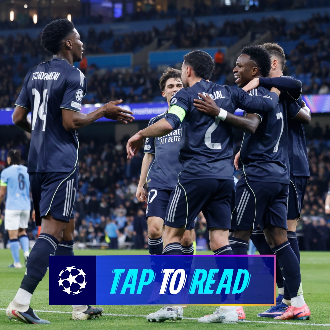 ChampionsLeague's tweet photo. Ange Postecoglou: How Vinícius Júnior led Real Madrid's conquest of space at Man City 🗞️

#UCL